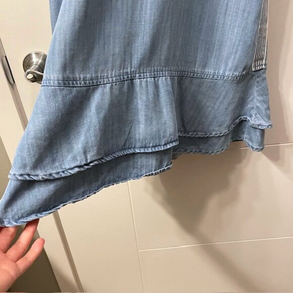 Bella Dahl Side Stripe Sleeveless Racerback Chambray Mini Dress Blue Small - Picture 8 of 16